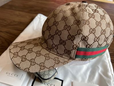 GUCCI Original GG Canvas Baseball Hat With Web "Beige/Ebony"
