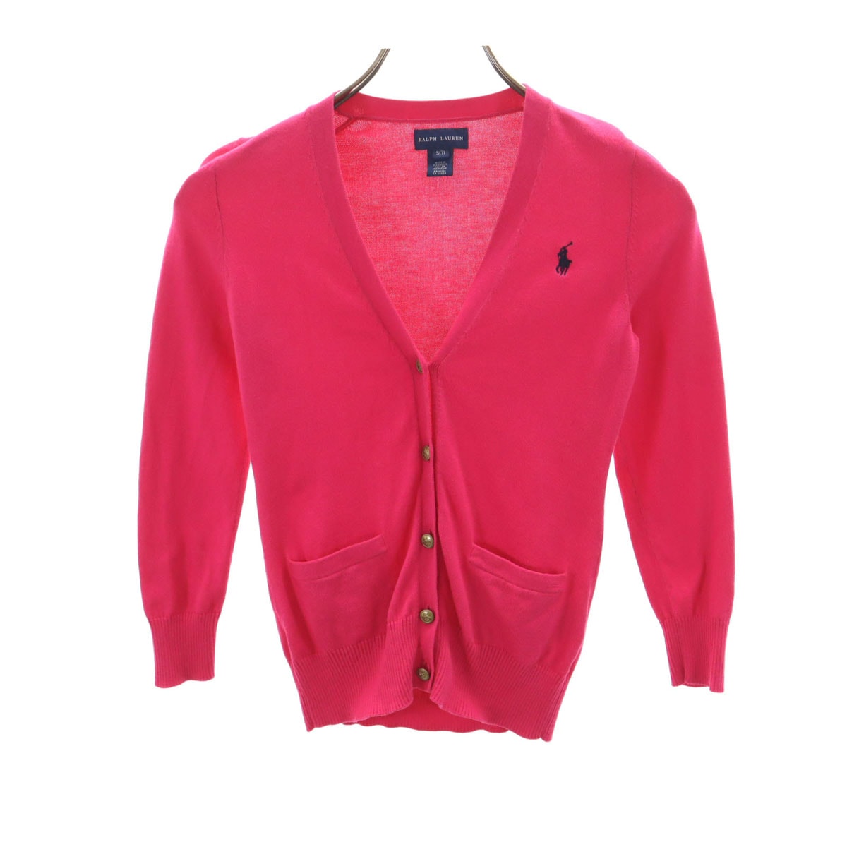 RALPH LAUREN ラルフローレン 長袖 Vネック ニットカーディガン S ショッキングピンク