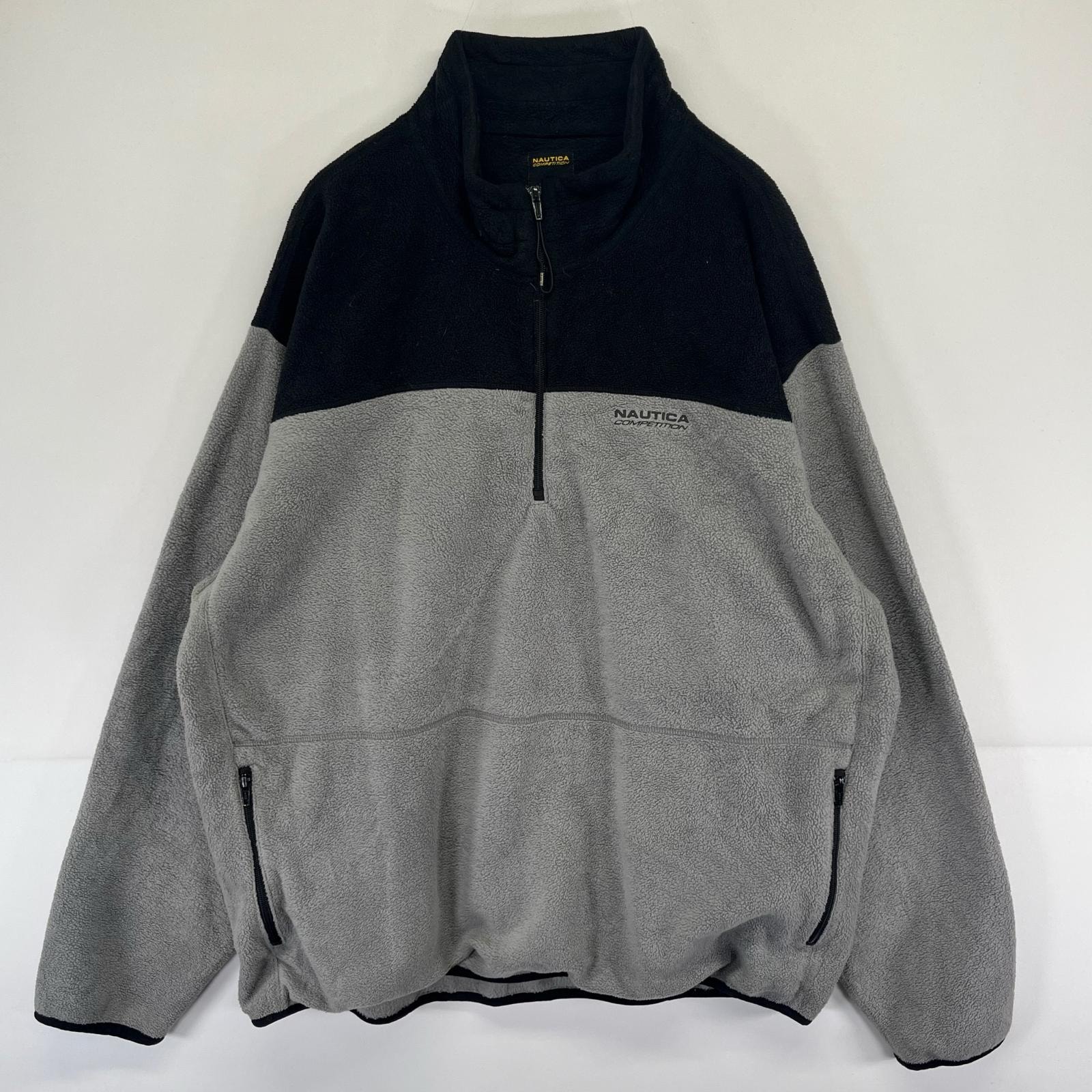古着 ノーティカ NAUTICA USA製 トレーナー コンペティション ワンポイントロゴ 大きいサイズ フリース 2XL  ブラック系 メンズ