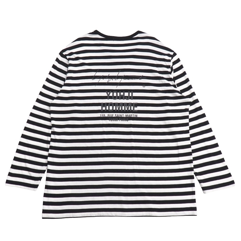 Yohji Yamamoto POUR HOMME ヨウジヤマモトプールオム 長袖Tシャツ サイズ3 ボーダー オーバーサイズ スタッフTシャツ ロンT バックプリント イタリア製 ブランド古着【中古】20260807/PU0119
