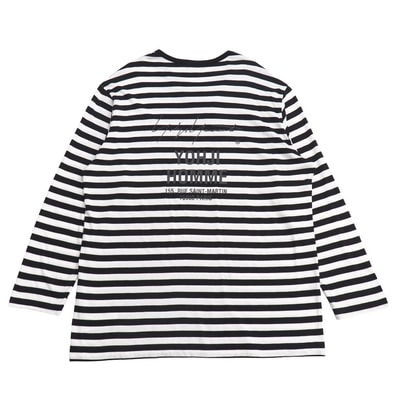Yohji Yamamoto POUR HOMME ヨウジヤマモトプールオム 長袖Tシャツ サイズ3 ボーダー オーバーサイズ スタッフTシャツ ロンT バックプリント イタリア製 ブランド古着【中古】20260807/PU0119