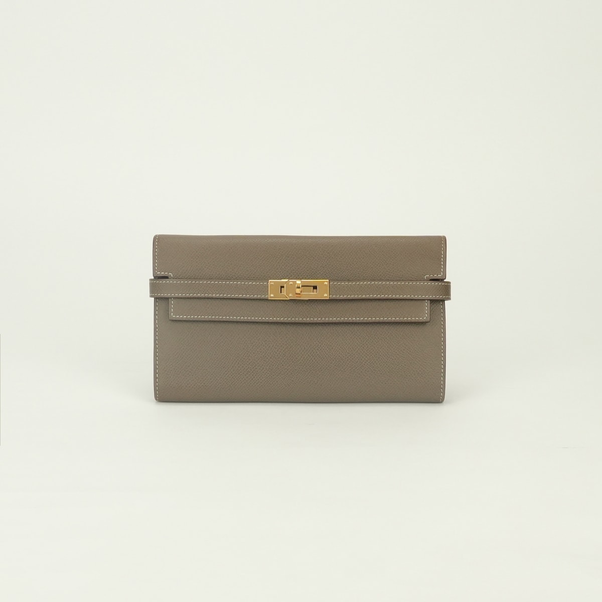 エルメス HERMES ケリーウォレット 財布 長財布 ロングウォレット エプソン エトゥープ Etoupe グレー Gray ゴールド金具 KELLYWALLET