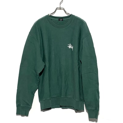ステューシー ロゴクルーネックスウェット グリーン