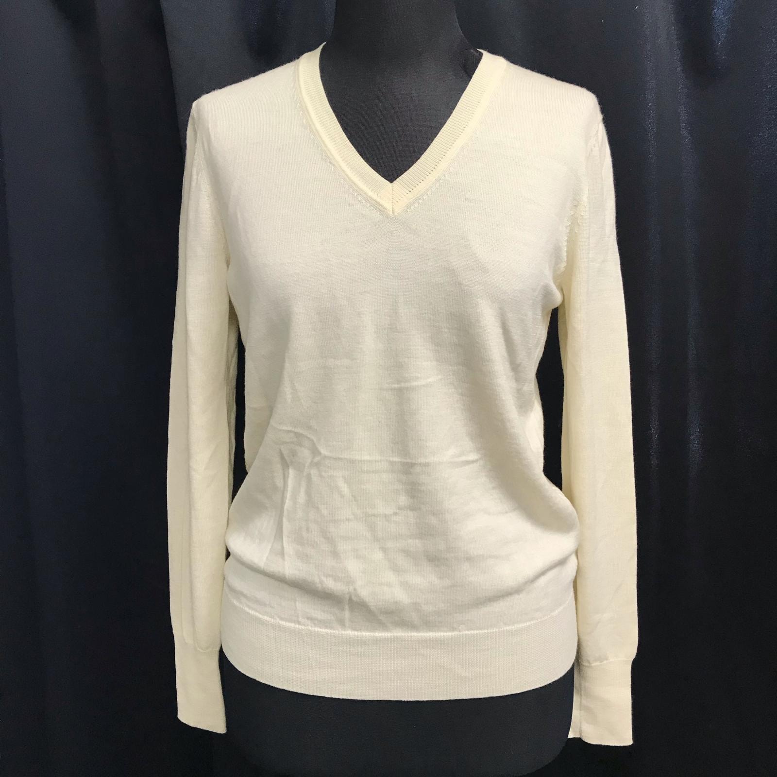 UNIQLO【ユニクロ】長袖ウールセーター【レディースM/アイボリー/ivory】Tops/sweater/knit◆BJ062-f