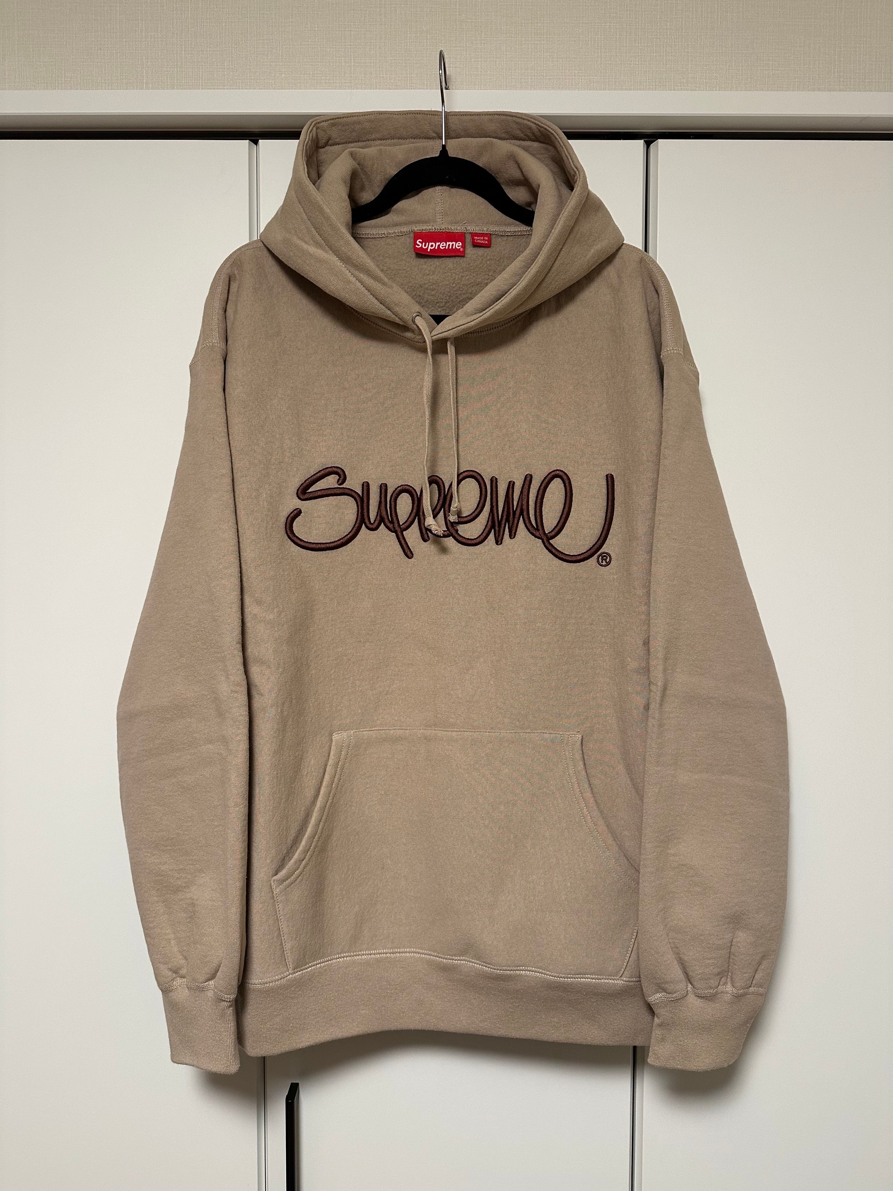 Supreme Raised Handstyle Hooded Sweatshirt "Dark Taupe"