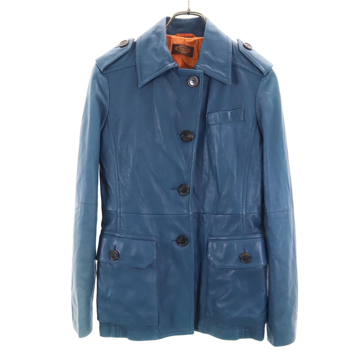 TOD’S トッズ イタリア製 レザージャケット 40 ブルー系