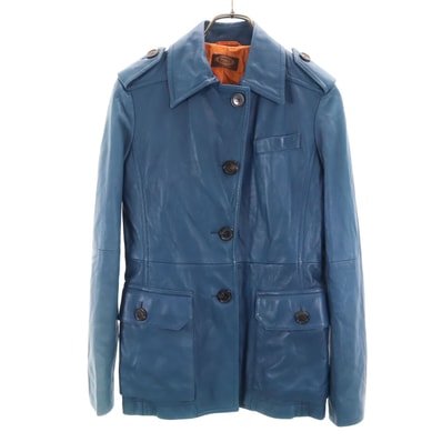 TOD’S トッズ イタリア製 レザージャケット 40 ブルー系