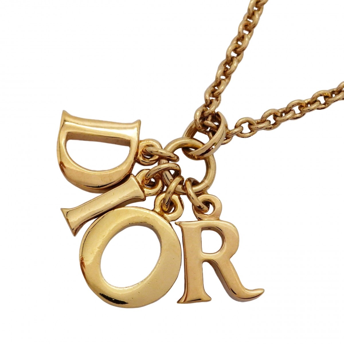 【6jdb0317-k】クリスチャンディオール ネックレス ディオールロゴ GPメッキ ゴールド【中古】レディース