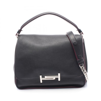 トッズ TOD'S ダブルT 2WAY ハンドバッグ バッグ レザー レディース ブラック系 【中古】