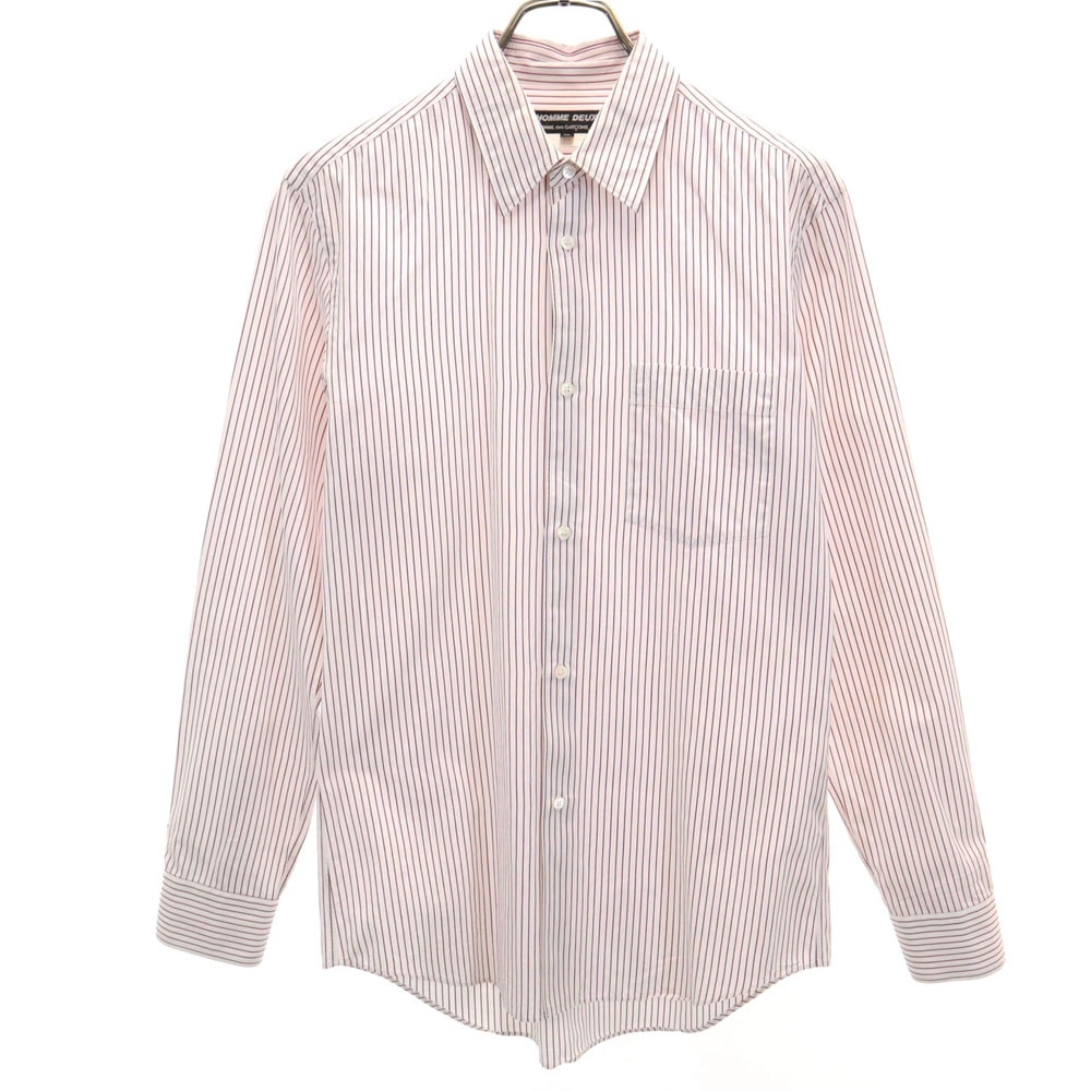 COMME des GARCONS HOMME DEUX コムデギャルソンオムドゥ 2012年 日本製 ストライプ柄 長袖 シャツ XS ホワイト