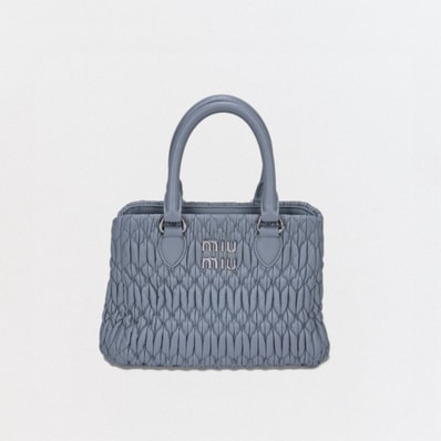 ミュウミュウ MIUMIU ナッパクリスタル マテラッセ バッグ トートバッグ ショルダーバッグ レザー ブルー Blue 水色 イタリア ハンドバッグ 2way