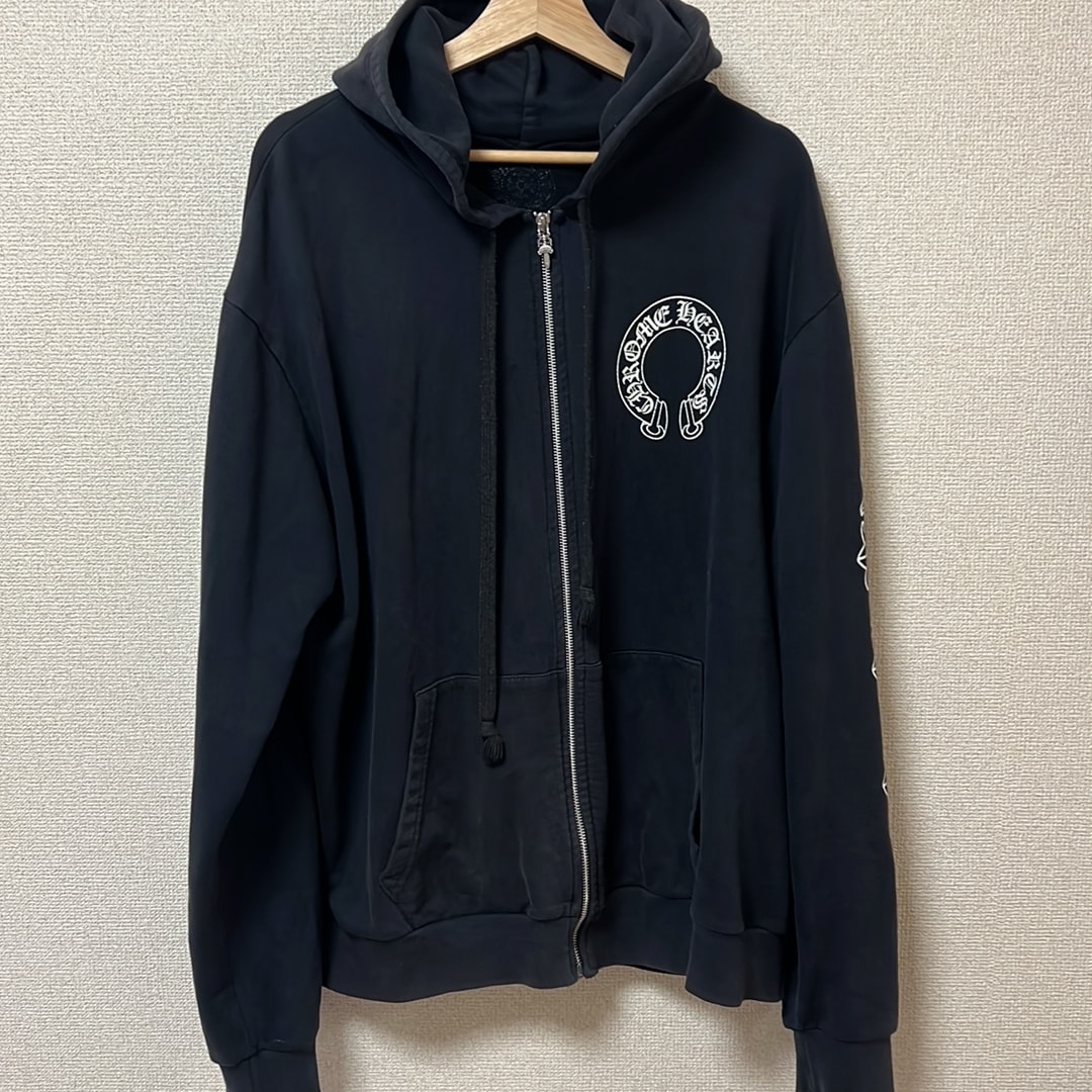 Chrome Hearts Horseshoe Floral Cross Fleece Zip-Up Hoodie "Black"