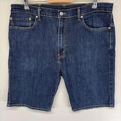 古着 リーバイス Levi's デニム パンツ ストレート ハーフ 半ズボン ジップ 505 ジーンズ ジーパン ショーツ w38 ブルー系 メンズ