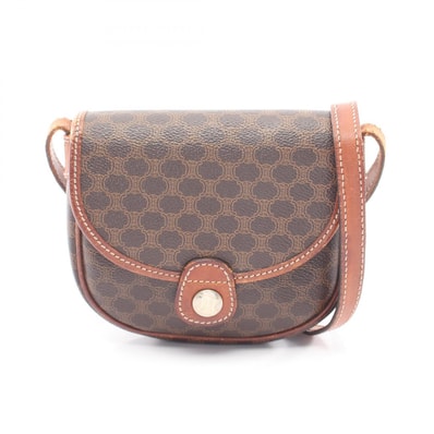 セリーヌ CELINE マカダム ショルダーバッグ バッグ PVCコーティングキャンバス レザー レディース ブラウン系 【中古】