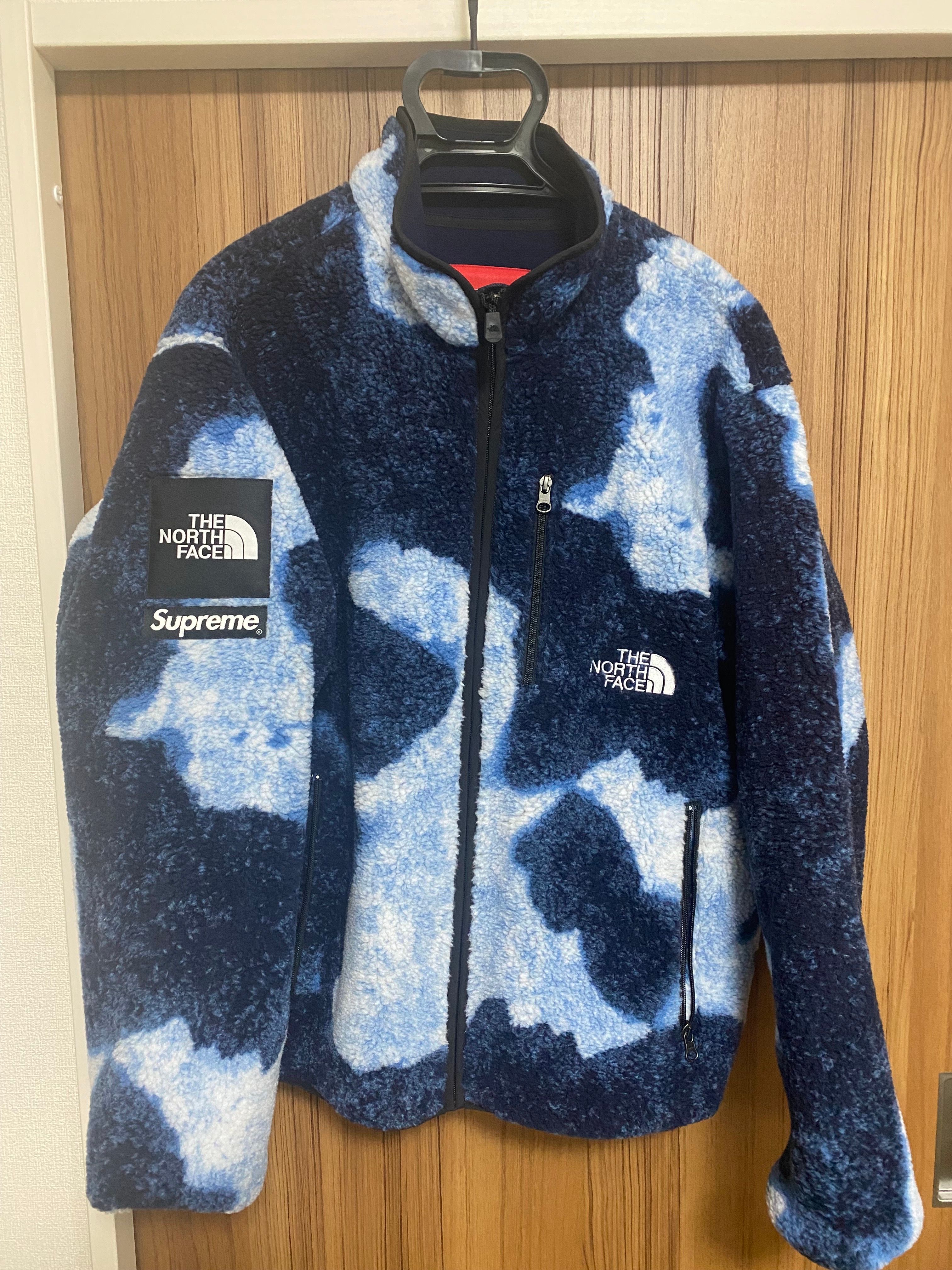 Supreme x The North Face Bleached Denim Print Fleece Jacket "Indigo"