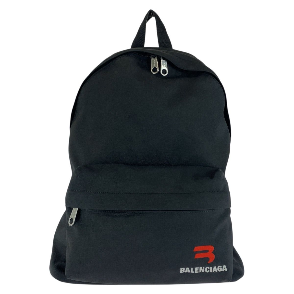 美品 BALENCIAGA バレンシアガ ブラック 黒 シルバー金具 ナイロン リュック バックパック 505111 【中古】