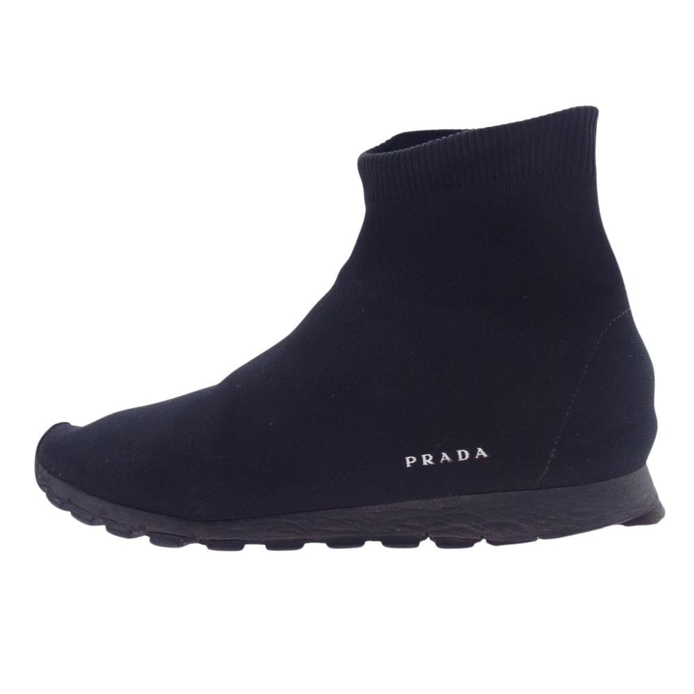 PRADA プラダ スニーカー 4T3365 ハイカット ソックス スニーカー  ブラック系 7【中古】