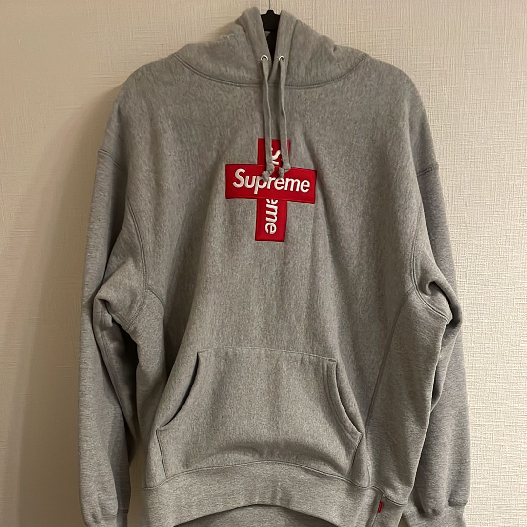 Supreme Cross Box Logo Hooded Sweatshirt "Grey"