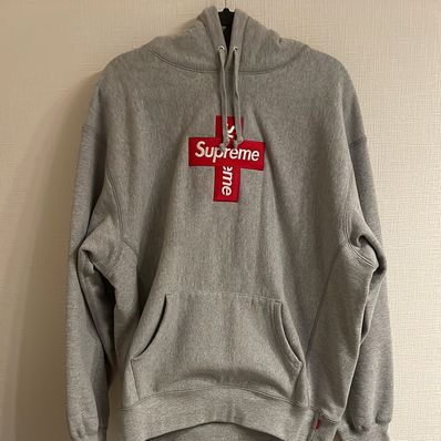Supreme Cross Box Logo Hooded Sweatshirt "Grey"