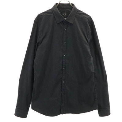 ARMANI EXCHANGE アルマーニエクスチェンジ ストライプ柄 長袖 シャツ M ブラック
