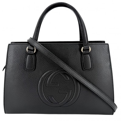 GUCCI グッチ 2WAY ハンドバッグ ショルダーバッグ ソーホー インターロッキングG 431571 レザー ブラック 黒 ゴールド金具 レディース 美品【中古品】