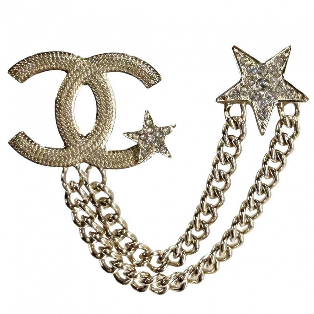 CHANEL シャネル ブローチ スター 星 ココマーク アクセサリー GP ラインストーン ABB532 B23B ゴールド レディース 約14.7g 美品 2023年【中古品】