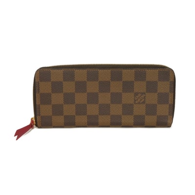 LOUIS VUITTON ルイ・ヴィトン ポルトフォイユ クレマンス ロゴ エベヌ ブラウン レッド ラウンドファスナー コンパートメント 札入れ カードケース コインケース ダミエ スリーズ 長財布 N60534
