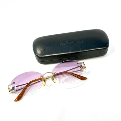 BVLGARI リムレスフレーム サングラス クリアパープル ビーゼロワン 18K Au750 鑑定済み 正規品 ブルガリ