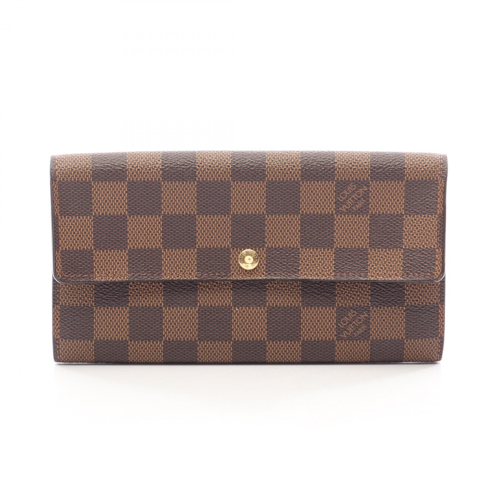 ルイ・ヴィトン LOUIS VUITTON ポルトフォイユ サラ 二つ折り長財布 財布 レザー キャンバス PVC ダミエ エベヌ レディース ブラウン系 N61734 【中古】