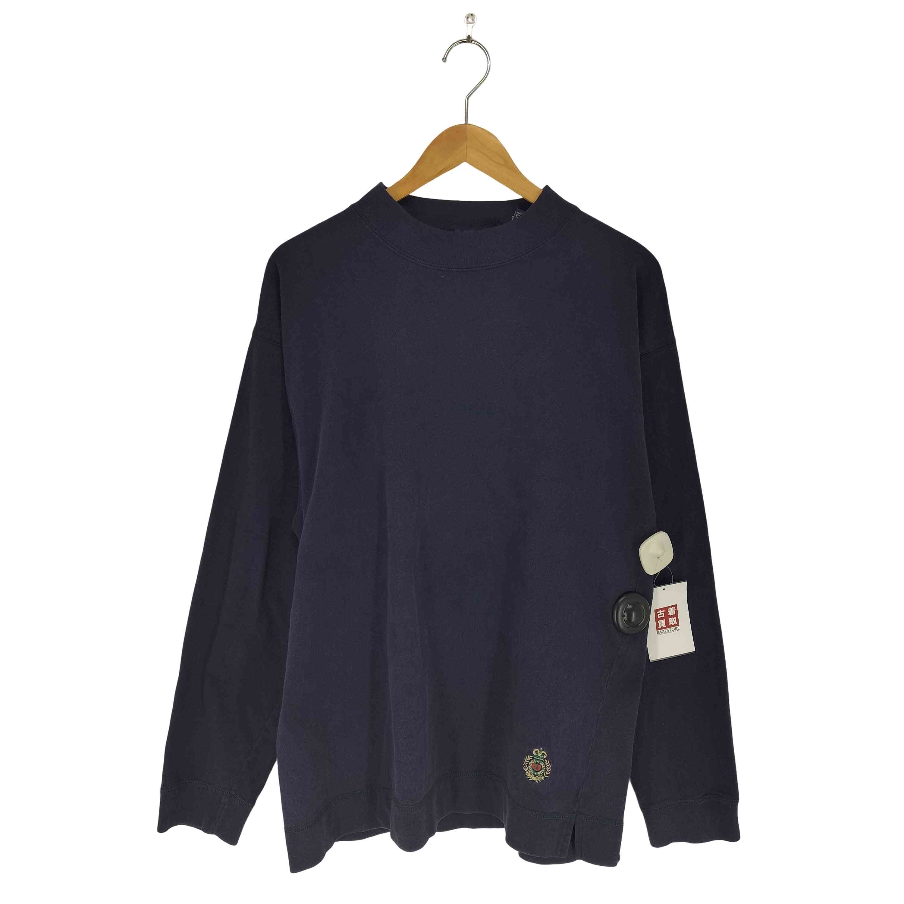 90S エンブレム刺繍 モックネック スウェット トレーナー【1142376886310】