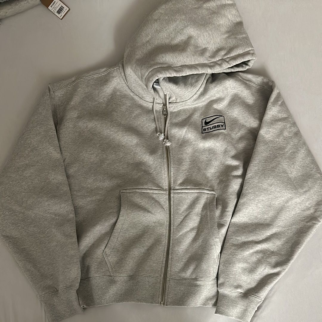 Stussy x Nike Fleece Zip Hoodie "Grey Heather" (US Size) FJ9181-050