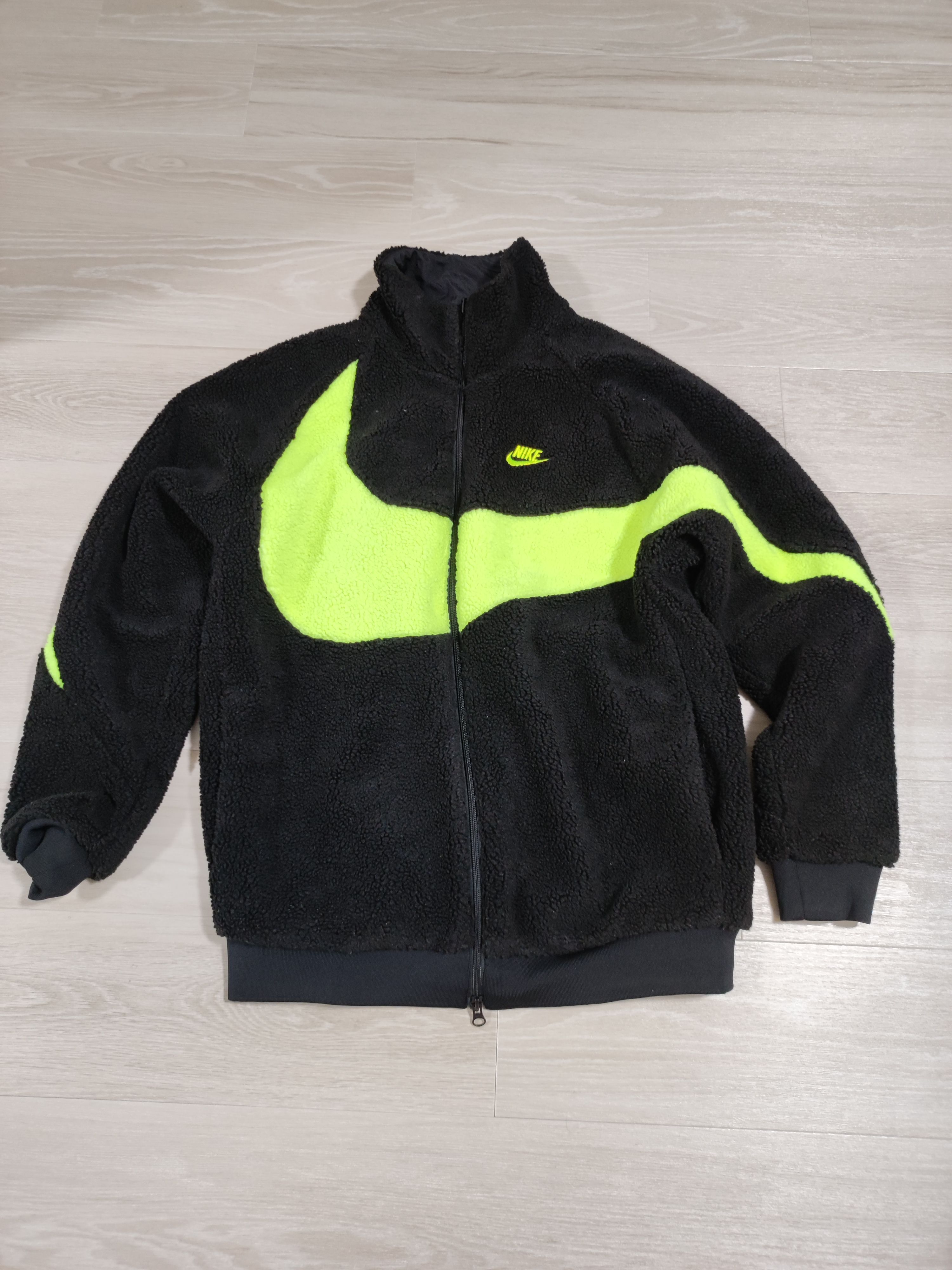 Nike Big Swoosh Reversible Boa Jacket"Black Neon"