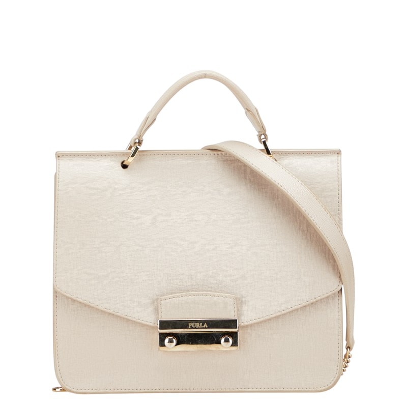 フルラ ジュリア ハンドバッグ ショルダーバッグ 2WAY ベージュ レザー レディース Furla 中古