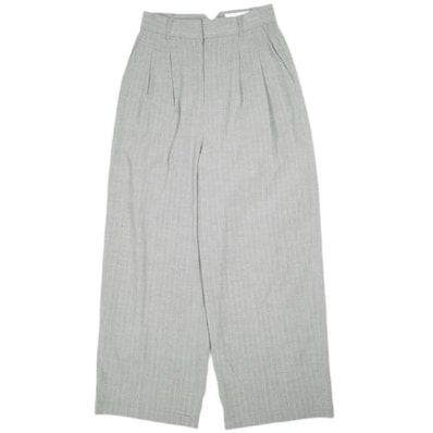 新品 Ray BEAMS レイビームス 23SS ピンストライプワイドパンツ 61-23-0136-513 0 ライトグレー パンツ 2プリーツ スラックス ボトムス g25405