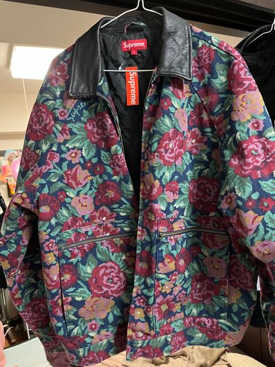Supreme Leather Collar Work Jacket "Digi Floral"