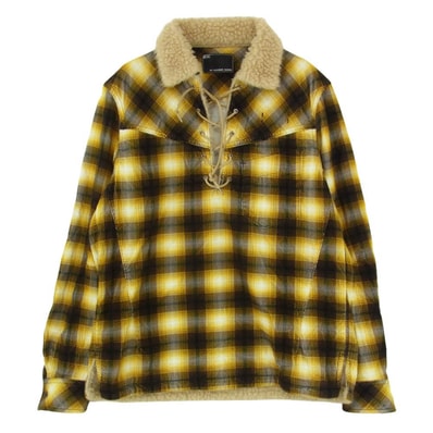 NUMBER(N)INE ナンバーナイン n(n) BY NUMBER (N)INE レースアップ プルオーバー ボア チェック シャツ イエロー系 2【中古】