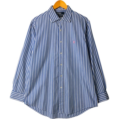 古着 ラルフローレン Ralph Lauren POLO by Ralph Lauren CURHAM ワイドカラー 長袖 コットンストライプシャツ メンズL相当/eaa578521 【中古】 【250906】/eaa578521