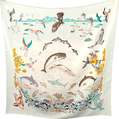 エルメス カレ90 スカーフ シルク ライトブルー【中古】【ABランク】