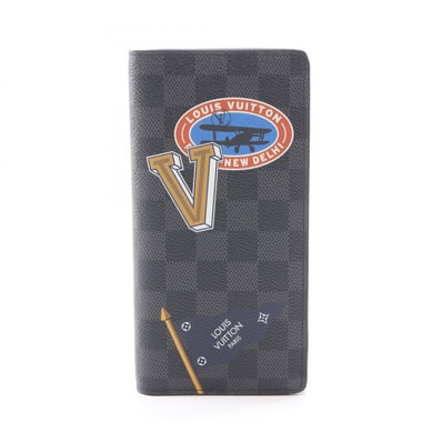 ルイ・ヴィトン LOUIS VUITTON ポルトフォイユ ブラザ LVリーグ 二つ折り長財布 財布 PVCコーティングキャンバス ダミエ・グラフィット メンズ ブラック系 N64438 【中古】