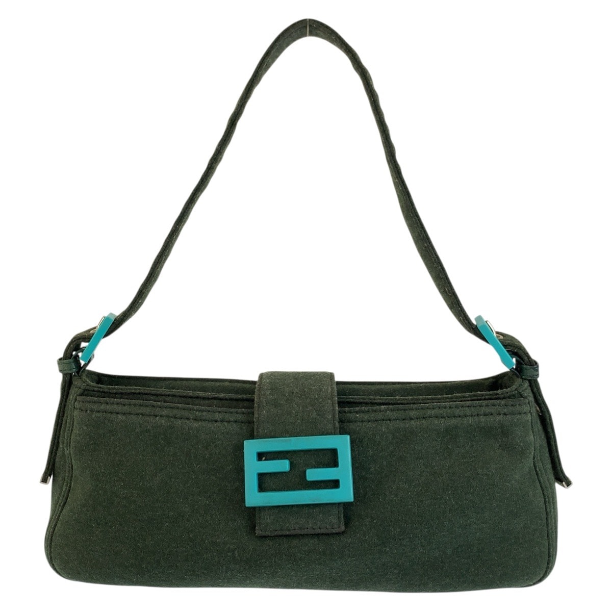 FENDI フェンディ マンマバケット グリーン キャンバス ショルダーバッグ 1-0294219 【中古】