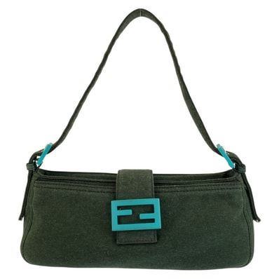 FENDI フェンディ マンマバケット グリーン キャンバス ショルダーバッグ 1-0294219 【中古】