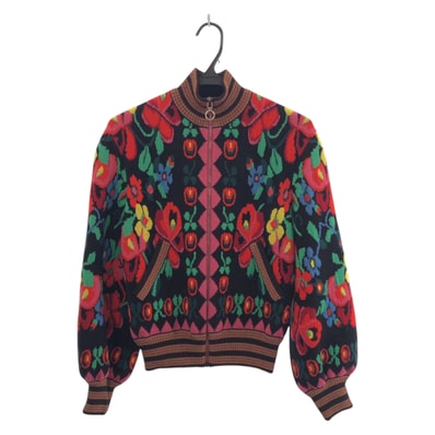 美品 GUCCI グッチ 花柄 サイズXS レッド マルチカラー シルバー金具 ウール レーヨン/ ブルゾン ジャンバー 603065 【中古】