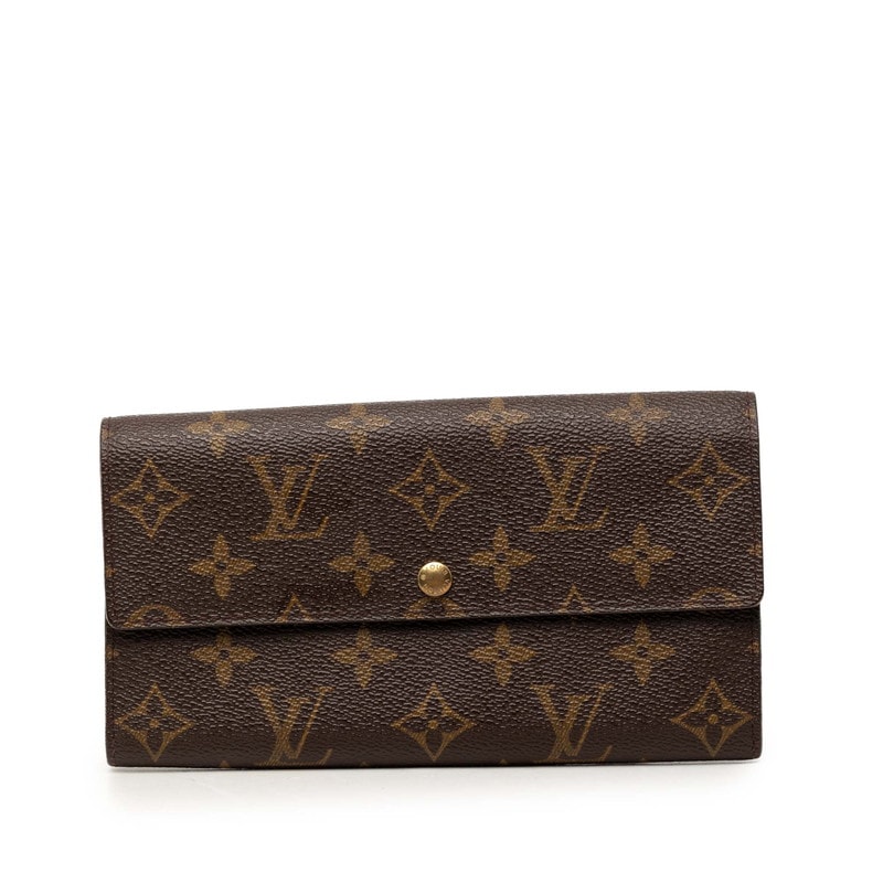 ルイ ヴィトン モノグラム ポシェット ポルト モネ クレディ 長財布 M61723 ブラウン PVC レディース LOUIS VUITTON 【中古】