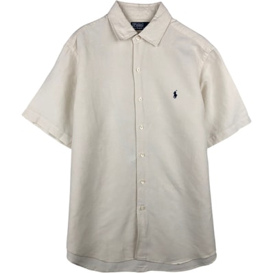 古着 ラルフローレン Ralph Lauren POLO by Ralph Lauren ワイドカラー 半袖 リネンシャツ メンズL相当/eaa641564