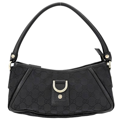 GUCCI グッチ ハンドバッグ アビ― 130939 GGキャンバス レザー ブラック 黒 ゴールド金具 レディース【中古品】