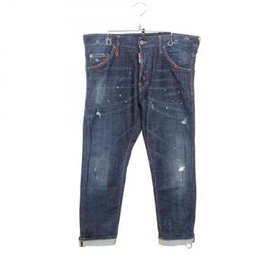ディースクエアード DSQUARED2 Cool Guy Jean ダメージ加工 ペイント加工 ボタンフライ デニムパンツ 衣料品 ボトムス コットン メンズ ネイビー系 S74LB0202 【中古】