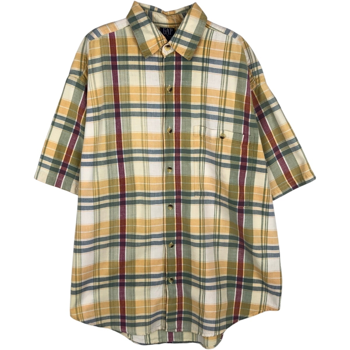 古着 90年代 ギャップ GAP オールドギャップ 半袖 ボタンダウン チェックシャツ USA製 メンズXL相当 ヴィンテージ/eaa625532