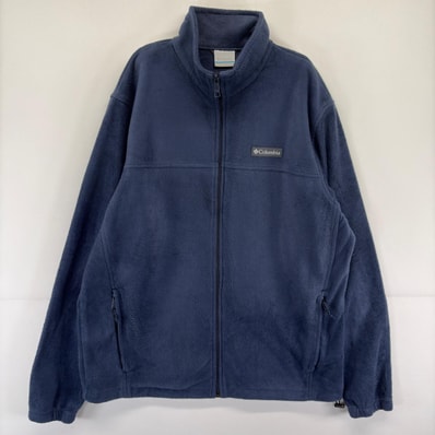 古着 コロンビア Columbia フリースジャケット フルジップ ワンポイントロゴ L ネイビー メンズ