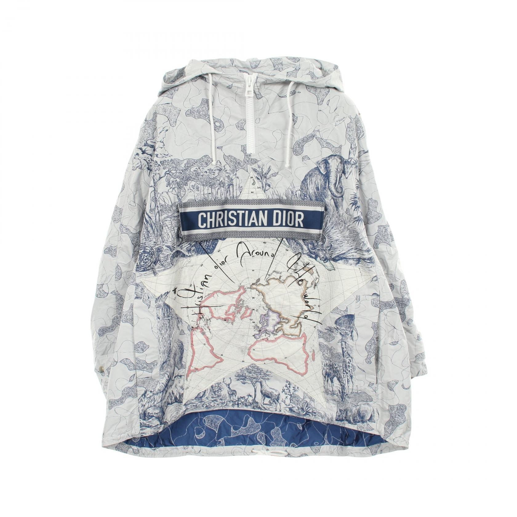 ディオール Dior アラウンドザワールドアノラックブルゾン フード付き 衣料品 アウター ポリエステル メンズ グレー系 / ネイビー系 047C10A2863 【中古】