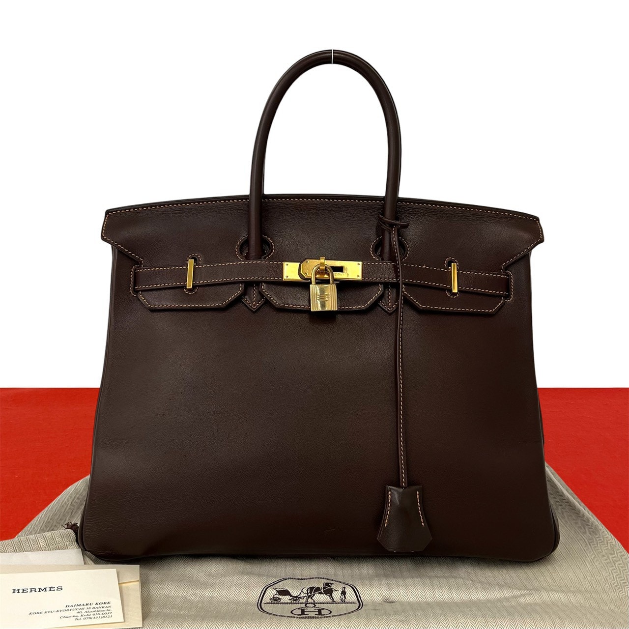 HERMES エルメス バーキン 35 ヴォーガリバー ハンドバッグ ハバナ ブラウン
621-6